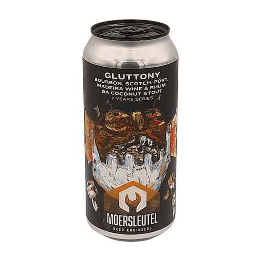 Moersleutel Craft Brewery 7 Years Series Gluttony | Bourbon, Scotch, Port, Madeira Wine & Rhum BA Coconut Stout Webshop Online Verdins Bierwinkel Rotterdam
